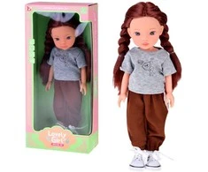 Jokomisiada Lovely Girl Doll with Short Juodas Hair in a Sporty Outfit 33cm ZA5849