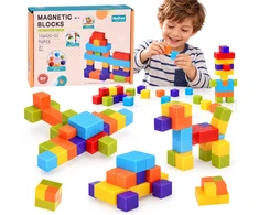 Jokomisiada Magnetic blocks - COLORFUL construction cubes BLOCKS 96pcs ZA6343