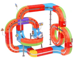 Jokomisiada MAGNETIC BLOCKS Magnetic track for trains - 135pcs DIY train ZA6330