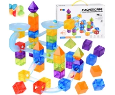 Jokomisiada Magnetic Building Blocks Marble Run Ball Track 75 Pieces ZA6315