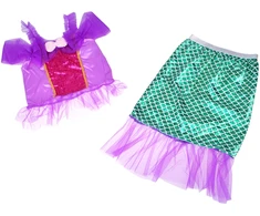 Jokomisiada Mermaid Costume for Girls with Top and Shimmering Fish-Scale Skirt ZA6382