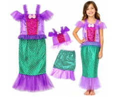 Jokomisiada Mermaid Costume for Girls with Top and Shimmering Fish-Scale Skirt ZA6382