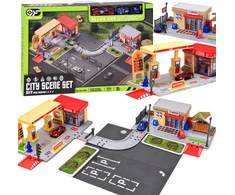 Jokomisiada Petrol Station Playset with Shop, Road, Parking Area and 2 Toy Cars ZA6282