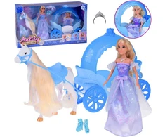 Jokomisiada Princess doll in a ball gown with a baltas horse and carriage ZA5419