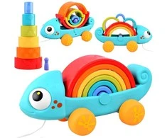 Dėlionė Jokomisiada Vaivorykštės chameleono galvosūkis Montessori piramidas ZA4532