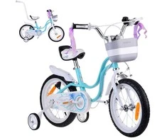 RoyalBaby žavus dviratis 14" Little Swan juostelės krepšelio šoniniai ratai RB14-18