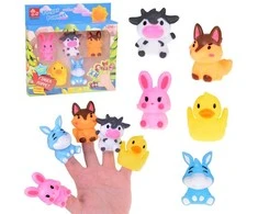Jokomisiada Rubber finger puppets FARM animals - set of 5 ZA5600 figures