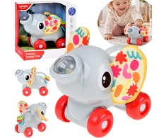 Jokomisiada Sensory ELEPHANT on wheels for toddlers - rustling, sliding ZA6342