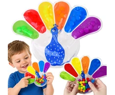 Jokomisiada Sensory Fidget Toy Peacock for Squeezing with Colorful Balls ZA6552