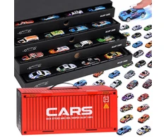 Jokomisiada Set of 48 Metal Pull-Back Cars with Parking Garage and Race Track ZA6559