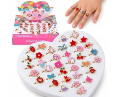 Jokomisiada Set of rings for girls, 36 pieces. Jewelry in a box ZA6586