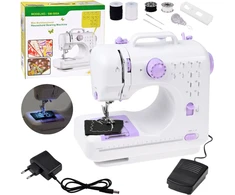 Jokomisiada Sewing Machine for Children 12 Stitches Foot Pedal Power Adapteris LED ZA6432