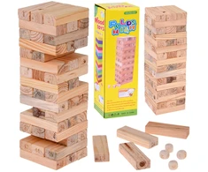 Jokomisiada Skill game: A wobbly tower of blocks + 4 wooden dice ZA6294