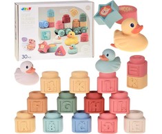 Dėlionė Jokomisiada Soft Pastel Rubber Blocks with Adorable Ducklings – 30-Piece Set ZA5671