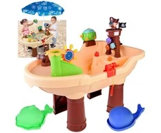 Jokomisiada Vanduo table + sandbox 2 in 1 PIRATE BOAT blows soap bubbles ZA4995
