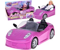 Jokomisiada Violetinis sportinis automobilis klasikinei kabrioleto lėlei dviem lėlėms