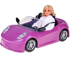 Jokomisiada Violetinis sportinis automobilis klasikinei kabrioleto lėlei dviem lėlėms