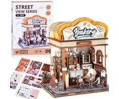 Jokomisiada Wooden 3D Dėlionė Bakery building series 179 elements lighting ZA6013