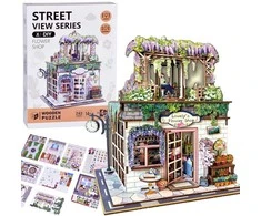 Jokomisiada Wooden 3D Dėlionė Series Flower Shop building 243 elements lighting ZA6015