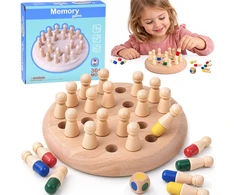 Jokomisiada Wooden memory game - roll the dice and choose a colored piece GR0840
