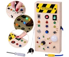 Jokomisiada Wooden Montessori Manipulative Board - Electric LEDs ZA5944