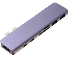 Adapteris 7-in-1 HUB USB-C HDMI 4K SD MacBook Pro / Air - Pilkas