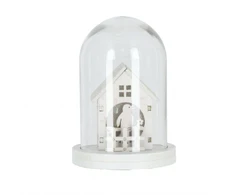 Kalėdinis Namelis LED Stikle – Baltas