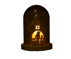 Kalėdinis Namelis LED Stikle – Baltas