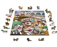 Dėlionė WOODEN CITY Medinis Puzzle su Figūrom - Katės Venecijoje 75 dalys
