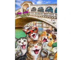 Dėlionė WOODEN CITY Medinis Puzzle su Figūrom - Katės Venecijoje 75 dalys
