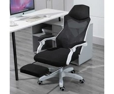 Ergonomiškas biuro fotelis su atlošu ir kojų atrama - baltas