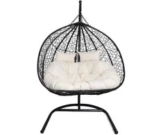 Hanging Cocoon Chair - Juodas su Bežiniu Pagalviu