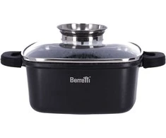 Berretti kvadratinis puodas su stikline dangčio 20x20x8 cm