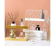 BEAUTY LIFE Kosmetikos Pusiau Dviejų Lygių Metalinė Lentyna - Auksinė