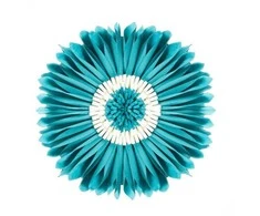 Apvalus pagalvės užvalkalas - Chrysanthemum, mėlyna 45 cm