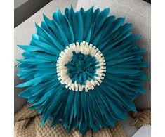 Apvalus pagalvės užvalkalas - Chrysanthemum, mėlyna 45 cm