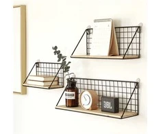 Metalinė siena lentyna LOFT 45 x 13,5 cm - juoda