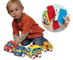 K's Kids Automobilis su traukos mechanizmu - Mokyklinis Autobusas ir Gaisrininkų Valtis