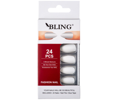 Tipsy BLING Dirbtiniai nagai 24 vnt. Balti matiniai