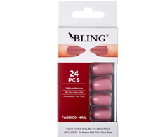 Pink Rožinė Tipsy BLING Dirbtiniai Nagai 24 vnt. - Dirty Rožinė