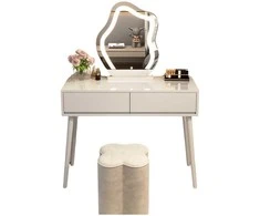 Prancūziško stiliaus tualetinis stalas / baldų komplektas, 100 cm - balta