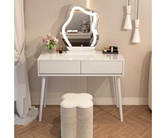Prancūziško stiliaus tualetinis stalas / baldų komplektas, 100 cm - balta