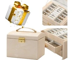 „Lelani“ daugiapakopis papuošalų dėžutė, „L-rusvai gelsvas-Gold“ papuošalų bagažinė