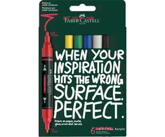 Akrilinių žymeklių rinkinys Faber-Castell Multimark, 6 pagrindinės spalvos