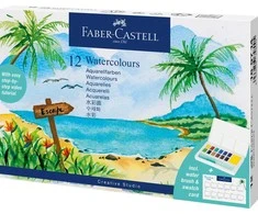 Akvareliniai dažai Faber-Castell Creative Studio, 12 spalvų + teptukas