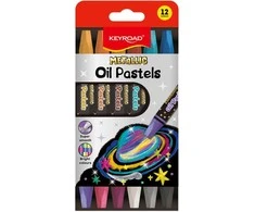 Aliejinės pastelės Keyroad 12 blizgių spalvų