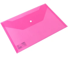 Aplankas-vokas DELI 10442, A4 su spaustuku, plastikinis, rožinės spalvos