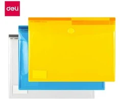 Aplankas-vokas DELI 5504 A4 su spaustuku, įvairių spalvų