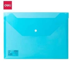 Aplankas - vokas DELI 10472 A4 su spaustuku, plastikinis, šviesiai mėlynos spalvos
