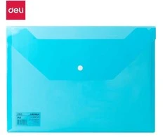 Aplankas - vokas DELI 10472 A4 su spaustuku, plastikinis, šviesiai mėlynos spalvos